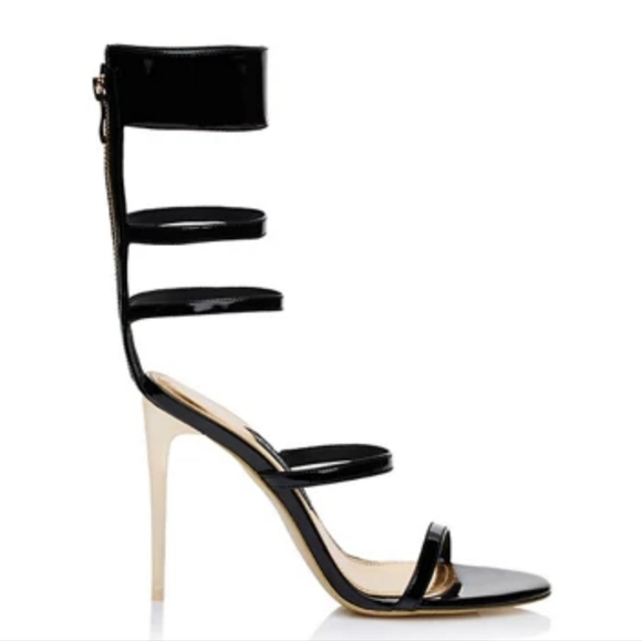 Jessica Rich Shoes - Jessica Rich Gold Black Goddess Heeled Stiletto Sandals